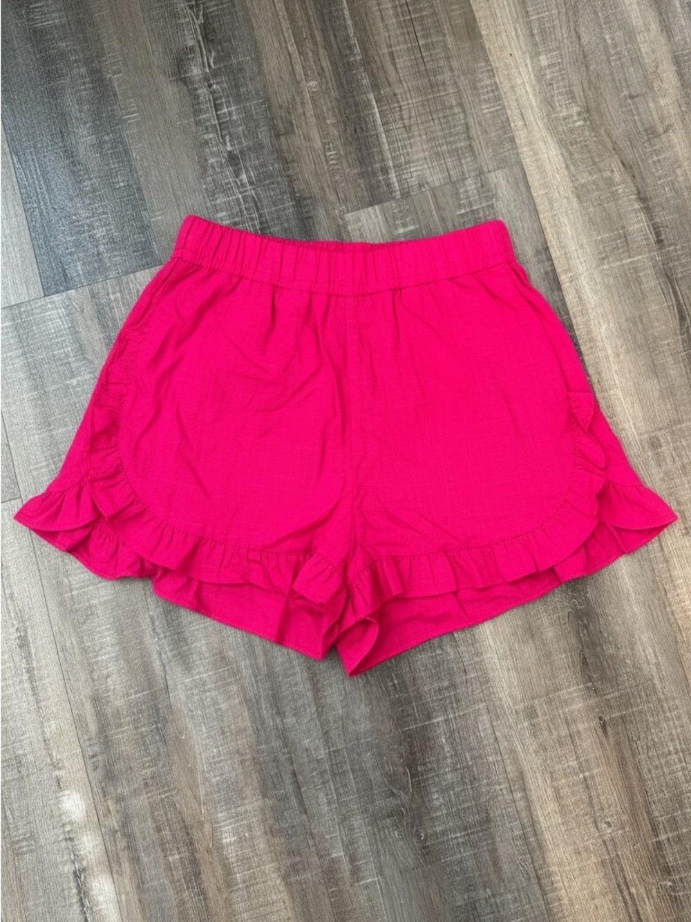 NWT Ruffle Hem Linen Blend Shorts Size Small Elastic Waist Feminine Boho